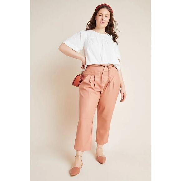 Blank NYC Chelsea High Rise Faux Leather Pleated Tapered Ankle Pants Size 32 - Picture 1 of 15